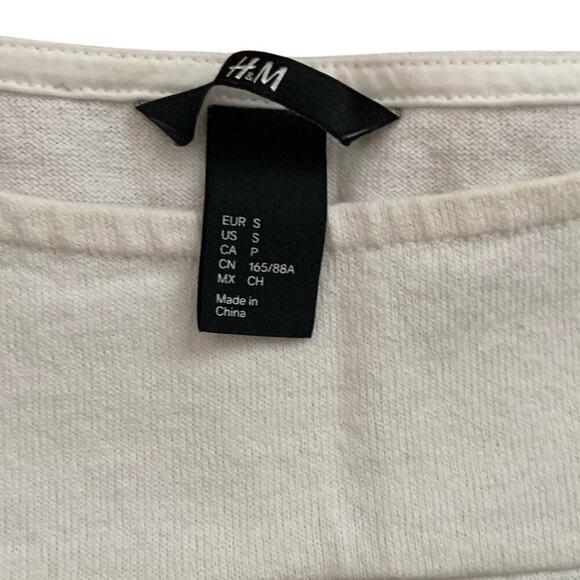 H&M Blue White Striped Crop Wide Sleeve Knit Top Size S Nautical Preppy Beachy - Picture 2 of 9